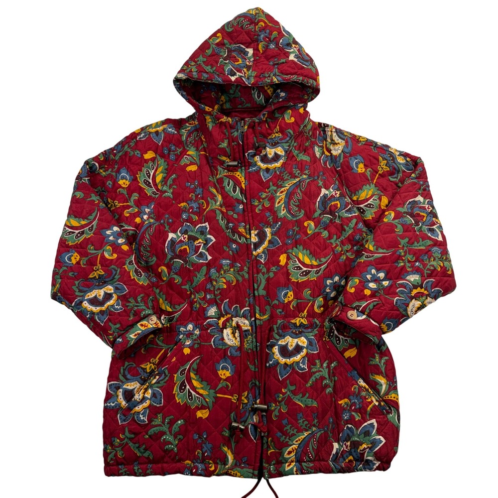 The‎ Limited Quilted Silk Jacket Womens M Red Paisley Art-To-Wear Grandmacore - Picture 2 of 10